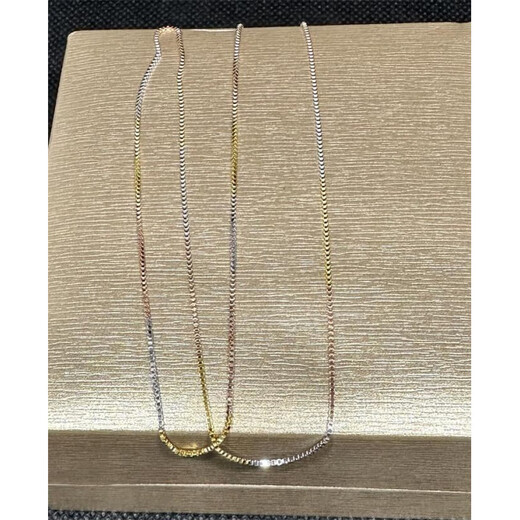 Beimeixing necklace three-color gold necklace women's rose gold platinum o-shaped clavicle chain Au750 gold box gold color 55cm