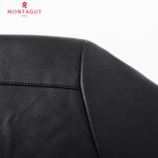 Montagut gift box, plus velvet to keep out the cold & striped velvet lining, leather jacket, business casual lapel PU leather jacket for men, black XL/52