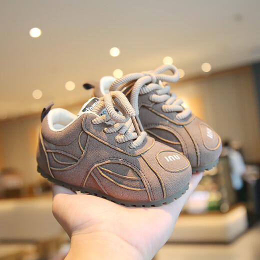 Terranis Yangma recommends Korean version baby Birkenstock shoes toddler shoes autumn and winter new boys' sports shoes trendy brand retro baby pink 16_inner length 12cm