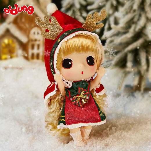 Shantou Lincun's new Christmas doll ornaments, cute doll gift box, creative gifts for girls and children, curly overalls 9cm without sled and snowboard