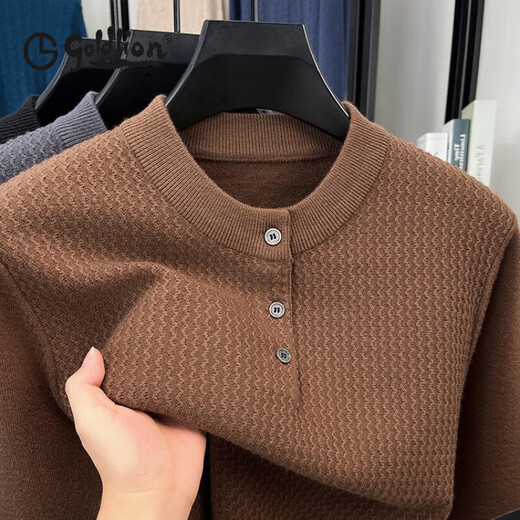 GOLDLION G+ goldlion autumn and winter thickened 530g men's long-sleeved sweater sweater warm bottoming shirt for young and middle-aged dad black S 165