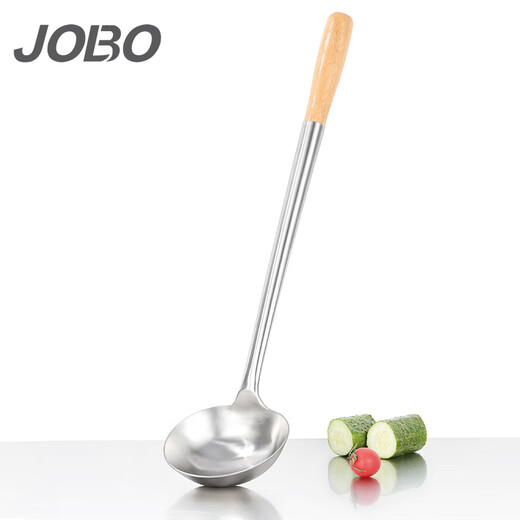 JOBO commercial stainless steel frying spoon 8 ounces extra thick cooking spoon horse spoon for catering chefs