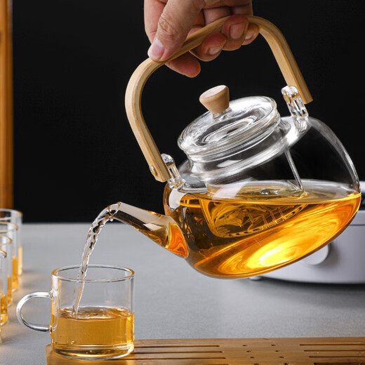 High borosilicate glass teapot kettle can be heated by electric ceramic stove teapot wooden handle kettle home office wooden handle kettle