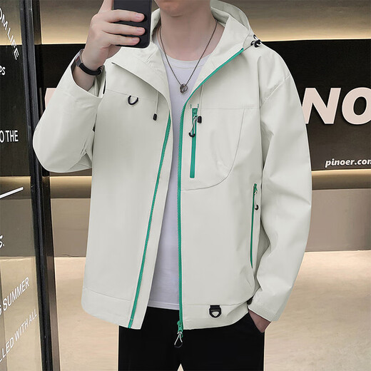 Cotton Jacket Men's Jacket Spring and Autumn Thin Jacket Waterproof Windbreaker Outdoor Fishing Four Seasons Couple Model Mountaineering Black S