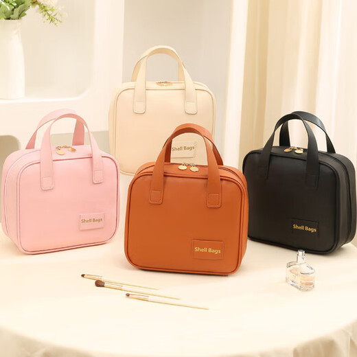 Premium Portable Cosmetic Bag for Women 2025 New Portable Large Capacity Cosmetic Brush Storage Bag Travel Toiletries Bag Beige Increased Capacity No Specifications