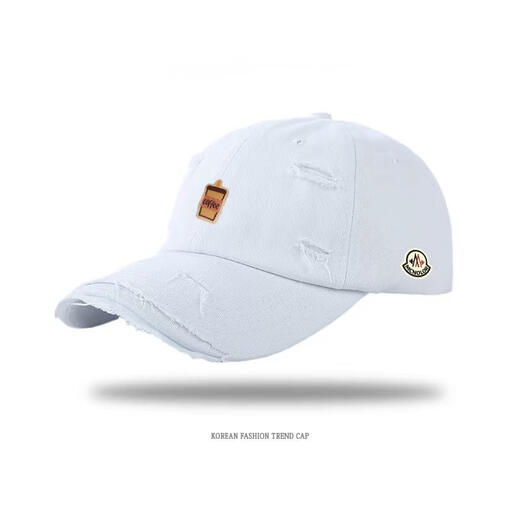 Mongolian piano new hole baseball cap for men and women, fashionable and versatile breathable duck cap for students, warm and casual hat, white