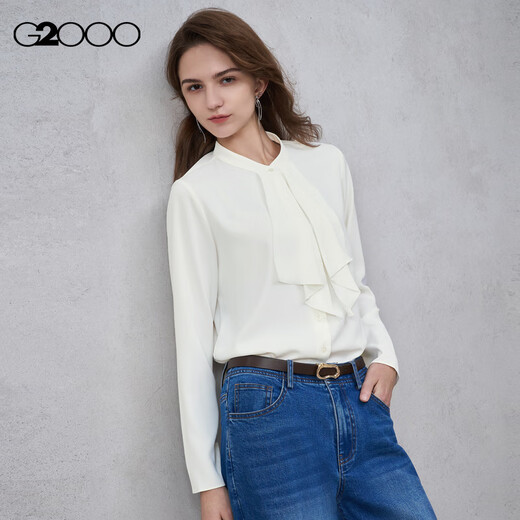 G2000 Banddesign/Textur/gleicher Stil in Einkaufszentren Damen 2025 Herbst und Winter bequemes langärmeliges Freizeithemd