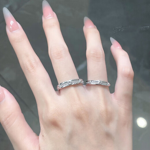 Beijing Gold Trading Center Co., Ltd. platinum ring pt950 platinum twisted imitation diamond couple ring proposal birthday Valentine's Day gift for girlfriend about 8.43g a pair