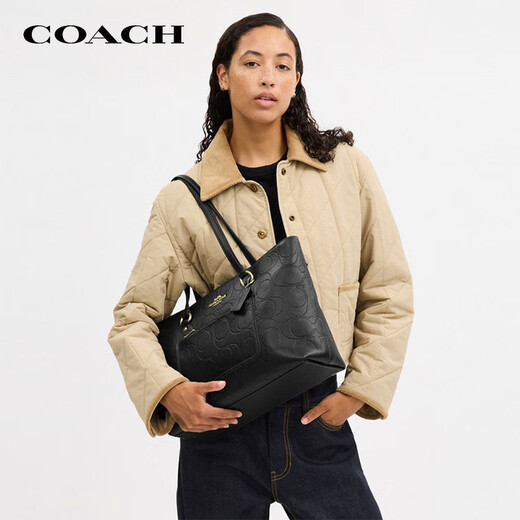 COACH brand direct supply women's STATION shoulder handbag black CCD49 New Year gift