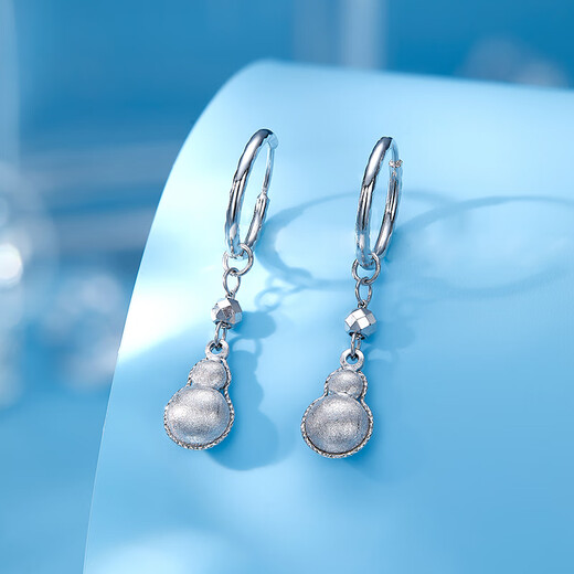 Luxury Pearl pt950 platinum gourd earrings fashion niche design platinum earrings 2.78g