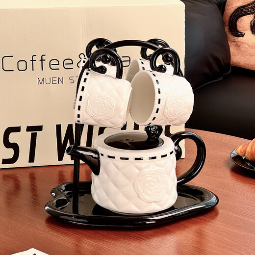 ZUNMOS small fragrant cup set French tea set water cup water set gift box wedding gift housewarming souvenir small fragrant water set gift box 1 pot 4 cups 1 shelf