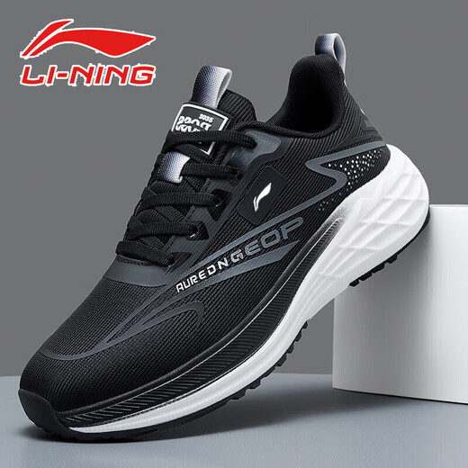 Li Ning 1990 shoes men's shoes winter velvet waterproof second-cotton sports shoes for men 2025 new autumn and winter youth running shoes for men black and white (velvet style) 39