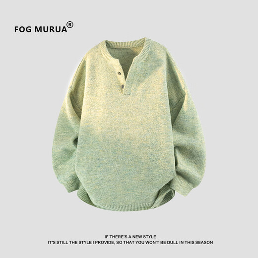 FOG MURUAFOG MUR circle yarn relaxed feeling Henry collar pullover sweater autumn and winter new knitted sweater for men and women JJ-0051 Green S