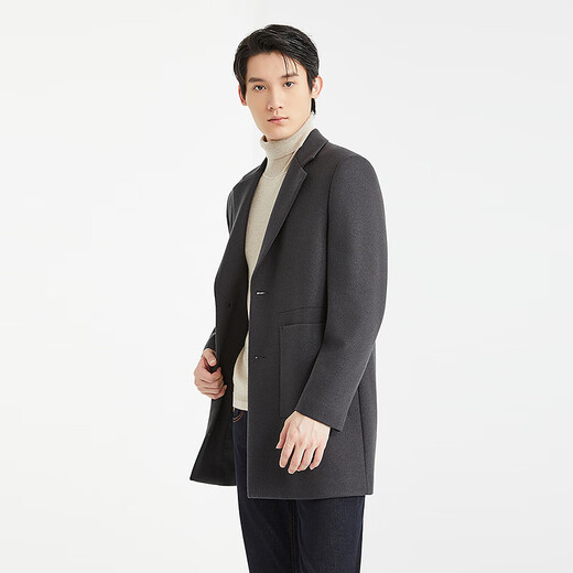 Lilan quick heating woolen coat men's mid-length winter coat business casual men's sheep wool coat brown black (24DYR3062Y) L 170/88A