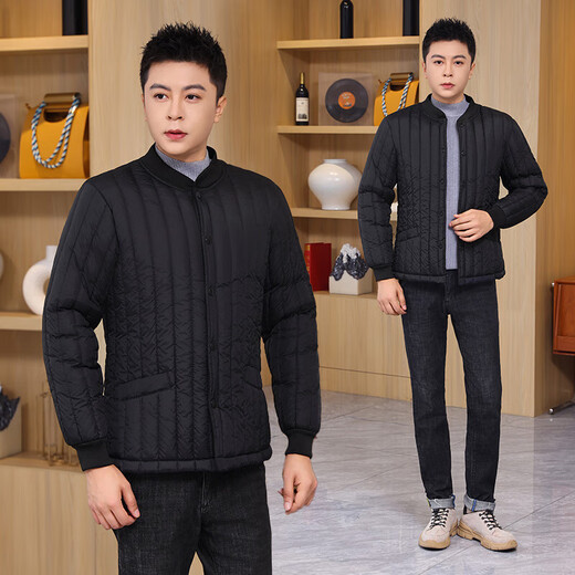 Men's velvet thickened lining cotton coat popular large size cotton coat autumn and winter base layer small cotton jacket warm short jacket military green lining natural velvet 5XL 160-180Jin Jin is equal to 0.5 kg