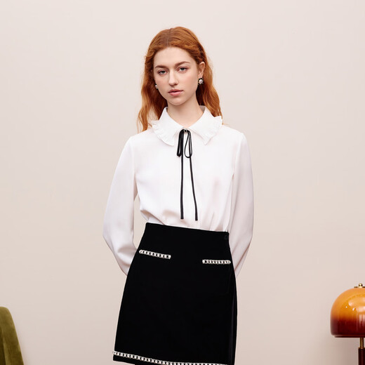 LIME FLARE【祝绪丹同款】莱茵福莱尔2025早秋女装通勤白衬衫法式小资上衣 白色2批次 M