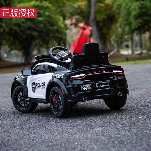 Lookbaby (lookbaby) genuine authorized Dodge children's electric car children's electric car children's car drivable children's car police car standard black and white | police car lights + 12V4.5A battery + remote control