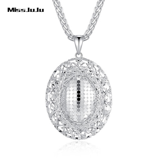 Miss JuJu pt950 platinum pigeon egg pendant for women platinum necklace oval brushed necklace fashion set chain small version pendant 4.2-4.4g + delivery silver chain