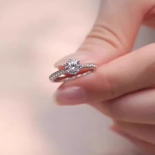 I Do platinum pt950 diamond ring micro-set six prongs 1 carat cultivated diamond proposal wedding ring gift for girlfriend and wife micro-set six prongs 50 points diamond size 15