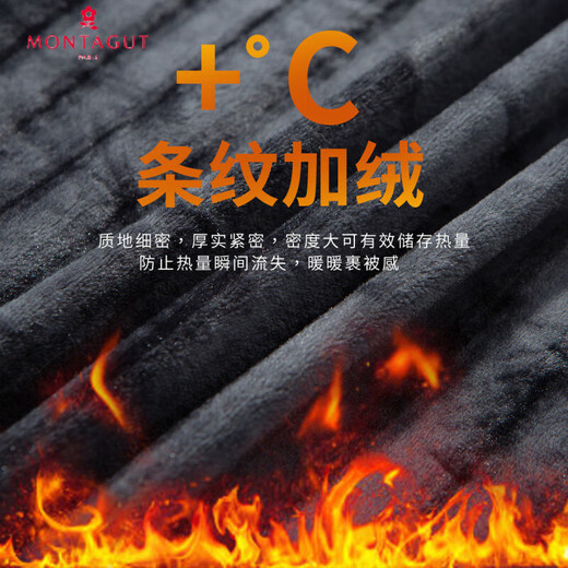 Montagut gift box, plus velvet to keep out the cold & striped velvet lining, leather jacket, business casual lapel PU leather jacket for men, black XL/52