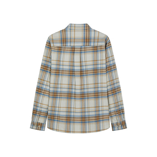 Teenie Weenie Bear Women's Plaid Shirt 25 New Fall College Style Simple Bear Embroidered Top Ivory White XS