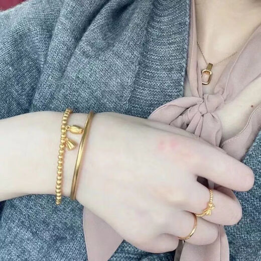 YKINCASL Old Phoenix 999 Pure Gold Never Fades Ancient Method Heritage Bracelet Two Worlds Happy Ring Wedding Gift Heritage Bracelet + Two Worlds Happy Bracelet 58 mm 95-110 Jin Jin is equal to 0.5 kg