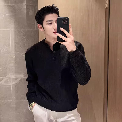 KAZUKI KURAISHI Kazuki Kuraishi business high-end stand-up collar sweater for men 2025 autumn new casual bottoming sweater gray M