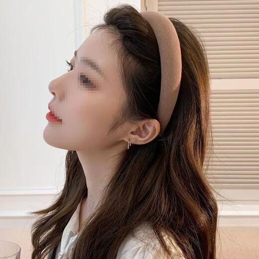 Follow-up sponge high headband women's face wash headband retro French wide-brimmed hair accessories hair bundle press hairpin headband dark coffee color + milk tea color 2 pcs