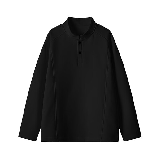 Unicorn cool gray retro Henry collar sweatshirt men's autumn and winter large size versatile bottoming shirt 350g American trendy brand long-sleeved T-shirt black plus velvet XL