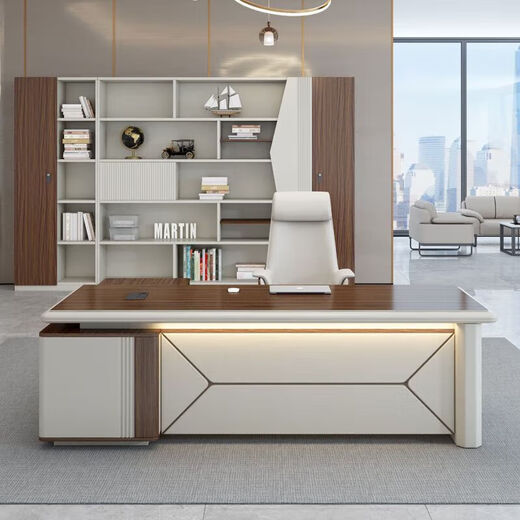 Light luxury boss table, simple and modern office atmosphere, president desk, executive desk, office desk and chair combination B06# light luxury style 1.8m boss table (with side cabinets)