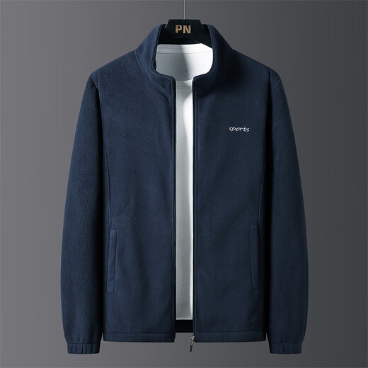 Fengxiao lamb velvet jacket winter new style for middle-aged and elderly men stand-up collar fashion versatile top fashion casual versatile jacket black regular style 2XL (recommended 130-145 Jin Jin equals 0.5 kg)