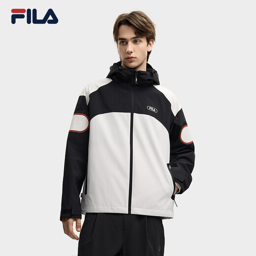FILA ORIGINALE Fashionable Casual Sports Waterproof and Anti-fouling Loose Hooded Woven Jacket Men's Genuine Black S