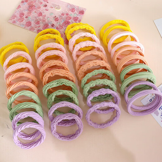 Korean style versatile hair tie, candy-colored high ponytail rubber band, towel hair tie, hair tie, mixed color 2 pieces