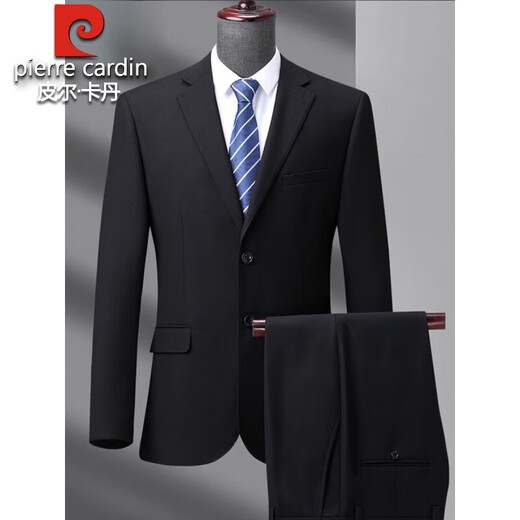 Pierre Cardin international brand 100% pure wool suit suit for middle-aged men, wedding high-end business suit, two-piece suit, blue without slits, two-piece suit XL 180/52