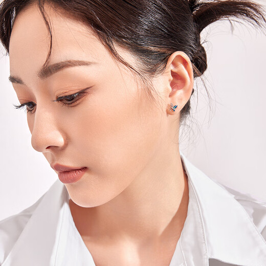 Saturday Fortune PT950 enamel butterfly platinum earrings B0910975, about 1.54g, a pair, birthday gift