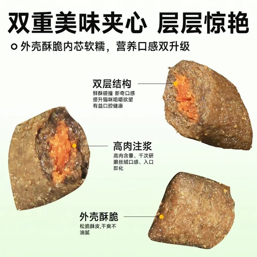 Qiao Xiaojiang Siken cat food puffs new technology fresh meat injection meat velvet wrapped full price grain-free crispy sandwich fattening hair gills (grain + seven kinds of velvet three + three kinds of puffs (chicken + beef + fish) nutrition 2.5kg