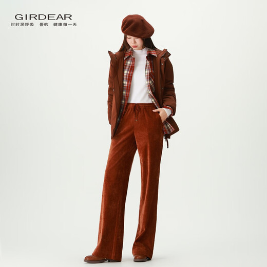 GIRDEAR Women's Top Fashion Classic Versatile Loose Casual Retro Plaid Long Sleeve Shirt Jacket 1400458 Red Brown Plaid Scottish Plaid S 2 Size