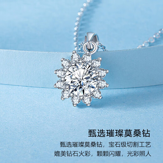 Ji Sifan Light Luxury Fashion Women's Moissanite Necklace Clavicle Chain Pendant Jewelry Valentine's Day Gift for Girlfriend and Wife One Carat Snowflake Necklace Exclusive Gift Box