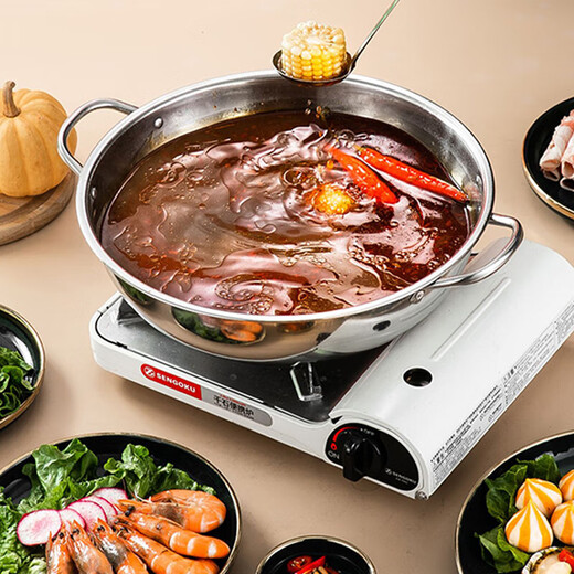 Special hot pot pot, clear soup pot, porridge and stew pot, gas stove, induction cooker, stainless steel hot pot basin, double-ear fat sheep pot, thickened with transparent lid, suitable for 6-8 people, 36cm 36cm