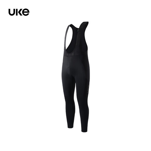 UKE Men's Outdoor Fleece Warm Bib Cycling Pants Autumn and Winter DWR Water Repellent Double Side Storage Pocket Trousers Chasing the Wind Black M