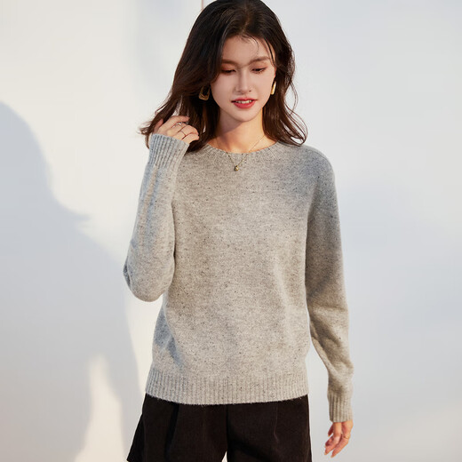 Jinju Thick Sheep Sweater Women's Winter New Idea Yarn Seamless Bottoming Round Neck Casual Women's Sweater White Gray XL
