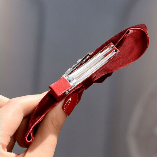 Children's hair accessories three-dimensional bow crown hairpin 2022 autumn and winter hairpin little princess crown girls headdress burgundy