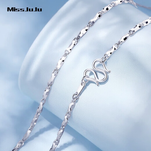 Miss JuJu platinum necklace women's new PT950 platinum Great Wall chain solid with pendant ingot chain plain chain weight 5.8-6.0g length 48cm thick about 1.2mm M buckle