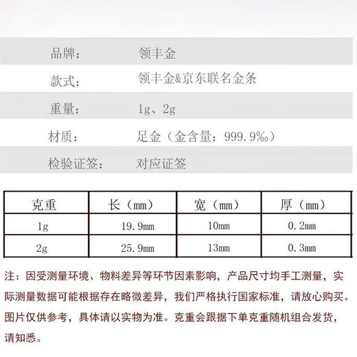 LING FENG GOLD co-branded pure gold 9999 gold investment gold bars to save change collection 10g