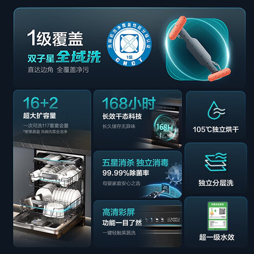 Vantage dishwasher Gemini AI smart launch household fully automatic independent embedded 20 sets of disinfection and drying all-in-one machine large capacity ID3000Max 16+2 sets of Gemini dishwasher iD3000