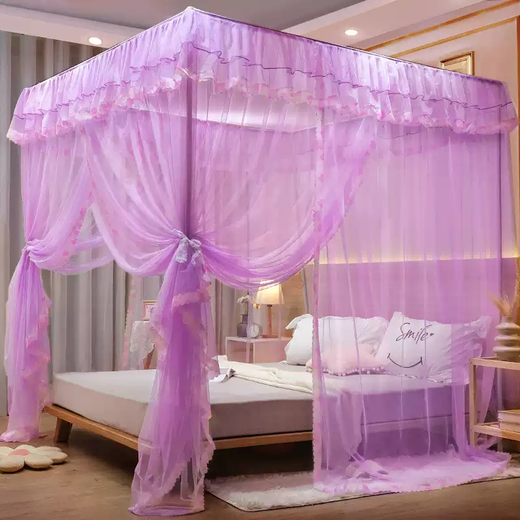 Yusenyi Mosquito Net Home 2025 New Bedroom Installation-free 1.8 by 2.1.5 by 2.8 Meters Large Bed Pattern Brand Elegant Gray + Bold Bracket 1.22 Meters Bed