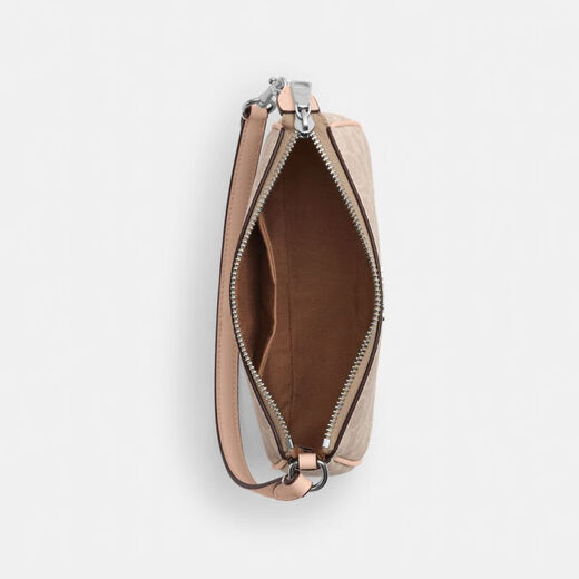 COACH JD Outlet Women's Light Khaki White Small Portable Clutch Underarm Bag Mahjong Bag CW426 SVPWH