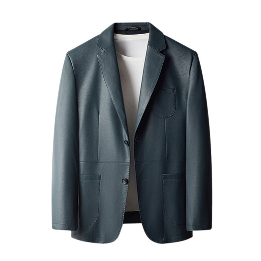 FALAMONE Armani autumn and winter suit collar men's jacket business casual middle-aged suit leather jacket 2385 black regular style M 170 (weight 120Jin Jin equals 0.5kg and below)