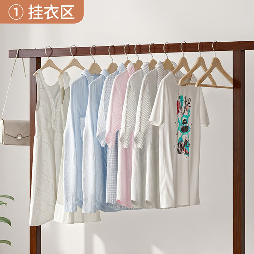Yupin solid wood clothes hanger floor-standing bedroom coat rack single pole clothes drying rack simple indoor clothes rack MJ139 walnut color 120