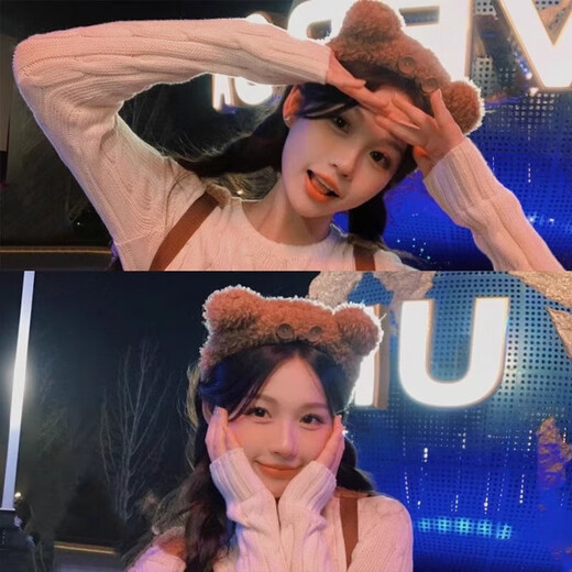 Tanbeiman Universal Studios same style Tim bear headband, face wash hoop, photo cartoon plush cute headband hair accessories new style Universal Studios same style bear headband